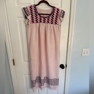 The Coast Brand Santa Cruz Midi Dress in Pink, Fully Lined, Natural Fibers